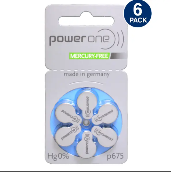 Power one hearing aid batteries size 675 Pack of 6 batteries 1 Strip