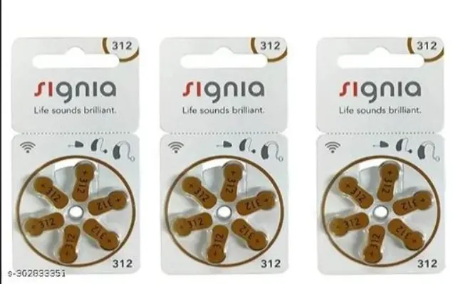 Signia Hearing Aid Batteries Size 312 Pack of 18 batteries 3 Strips