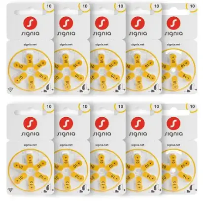 Signa Hearing aid Batteries Size 10 Pack of 60 batteries 10 strip