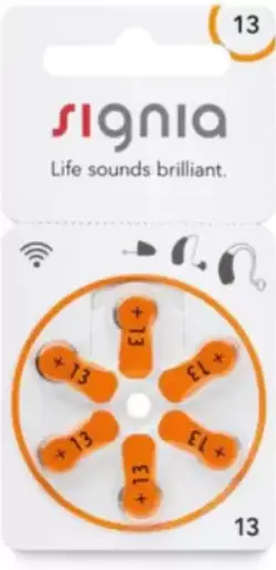 Signia Hearing aid size 13 Pack of 6 battries 1 strip