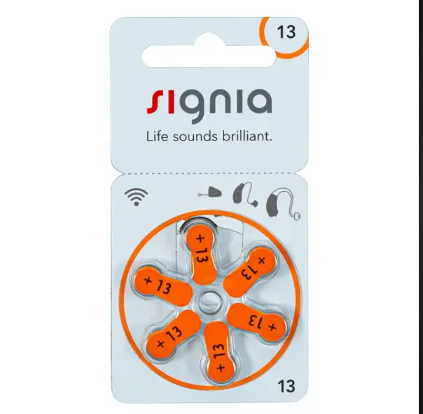 Signia Hearing aid size 13 Pack of 6 battries 1 strip